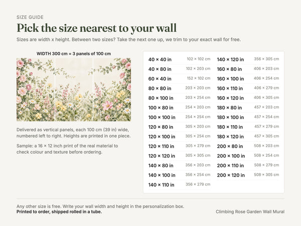 Watercolor Climbing Rose Garden Wall Mural, image 4