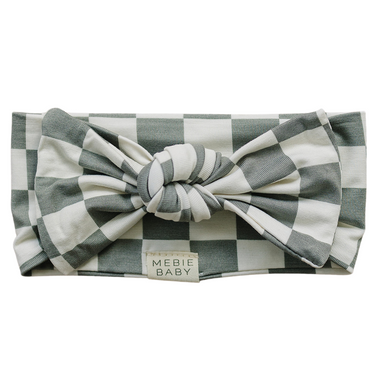 Light Green Checkered Bamboo Head Wrap - MOOGCO Baby