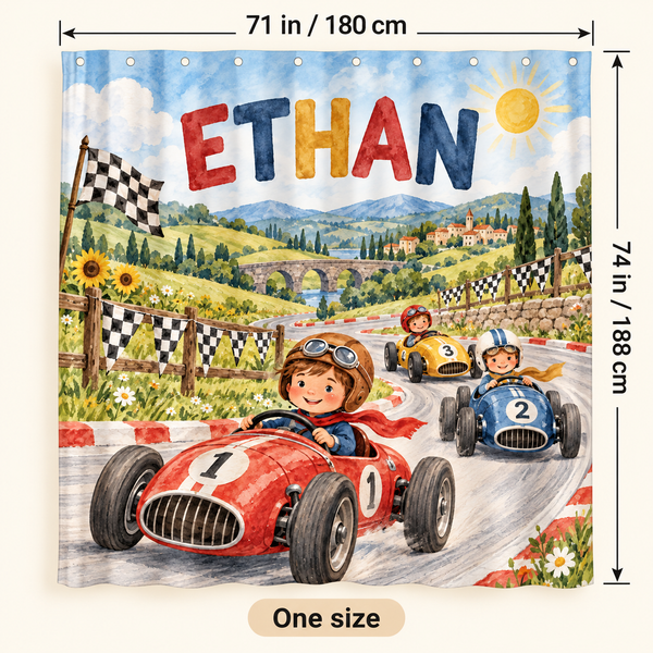 Race Day personalized shower curtain size 71 x 74 inches