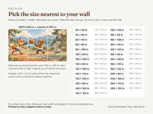 Watercolor Animal Basketball Team Wall Mural, image 5