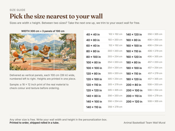 Watercolor Animal Basketball Team Wall Mural, image 5