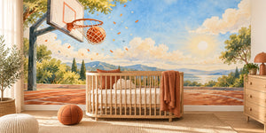 Watercolor Swish Hoop Basketball Wall Mural, image 1