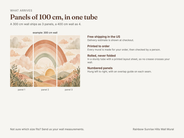Watercolor Rainbow Sunrise Hills Wall Mural, image 7