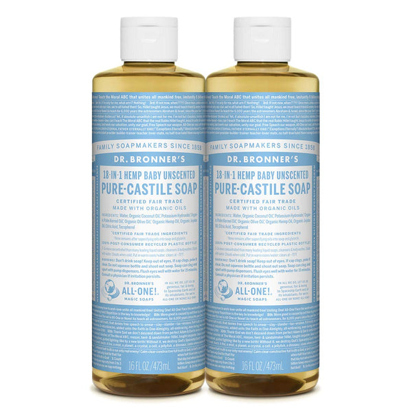 Dr. Bronner's Pure Castile Liquid Soap Baby Mild Unscented -- 16 Fl Oz
