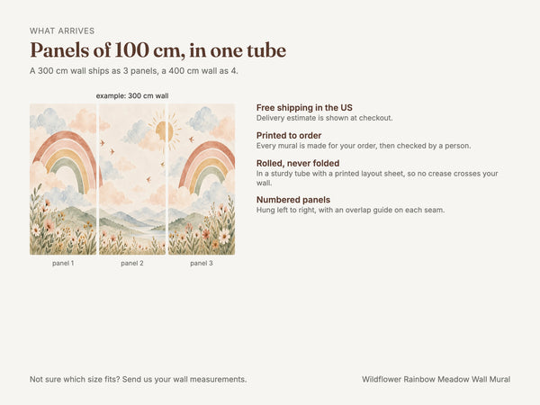 Watercolor Wildflower Rainbow Meadow Wall Mural, image 7