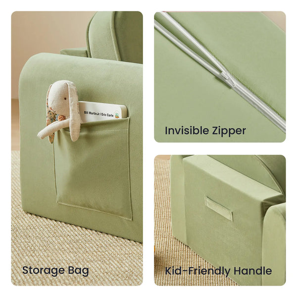 Tiny Land® GentleSnug Kid Chair in Sage, perfect for cozy seating for toddlers and kids.