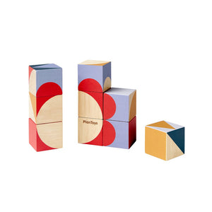 Colorful Geo Pattern Cubes for babies, promoting creativity and learning through play in puzzles and activities.