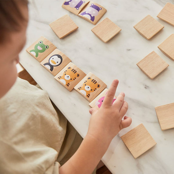 Colorful Animals Memo puzzle for babies, promoting creativity and learning through play. Angle 3 view.