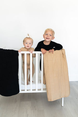 Black Quilted Bamboo Blanket