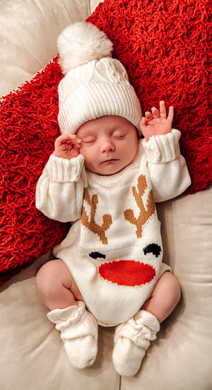 Reindeer Knit Sweater Romper