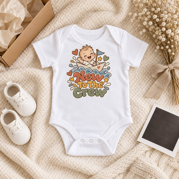 New To The Crew baby bodysuit in white