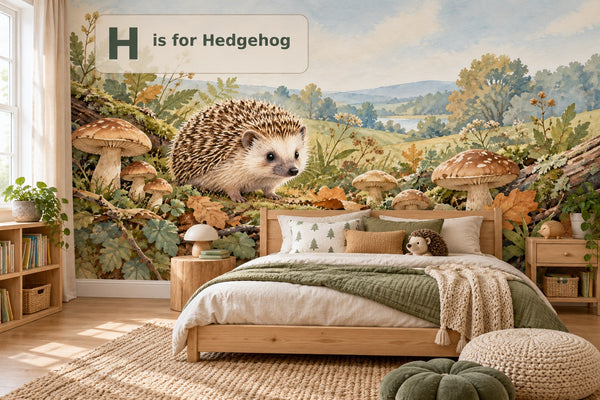 Watercolor H is for Hedgehog Alphabet Wall Mural, image 2