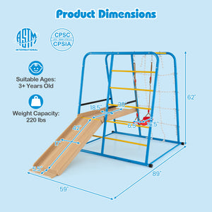 6-in-1 Indoor Jungle Gym with Slide for Boys and Girls 3+ Years Old