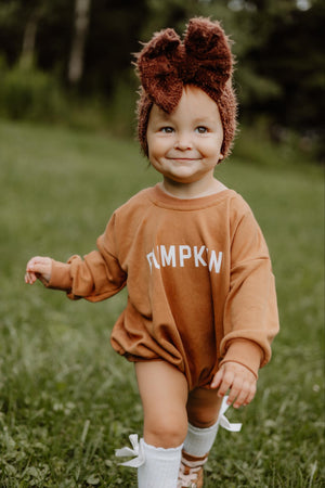 Pumpkin Sweatshirt Romper - Cream or Orange