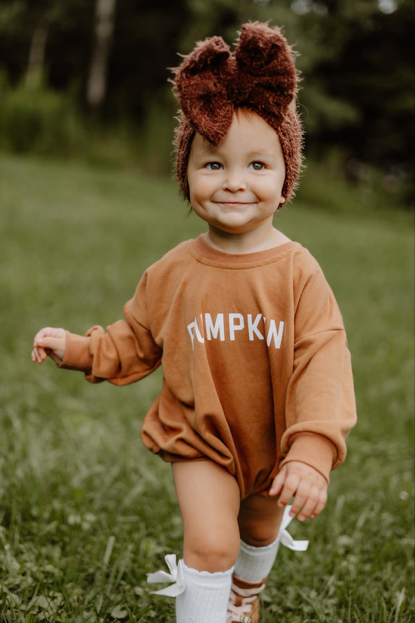 Pumpkin Sweatshirt Romper - Cream or Orange