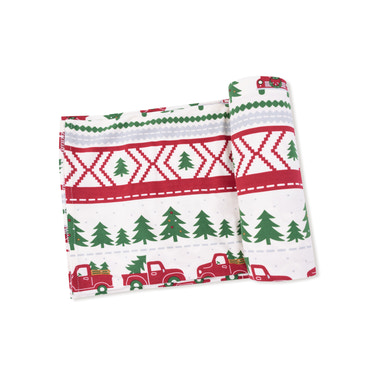 Red Truck Fair Isle - Swaddle Blanket