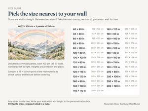 Watercolor Mountain River Rainbow Wall Mural, image 4