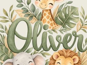 Personalised Safari Animals Name Wall Decal, image 4