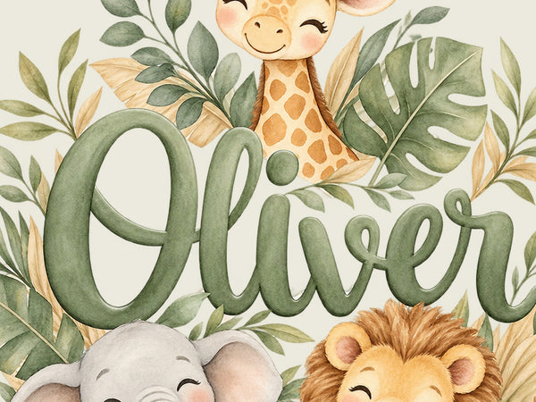 Personalised Safari Animals Name Wall Decal, image 4