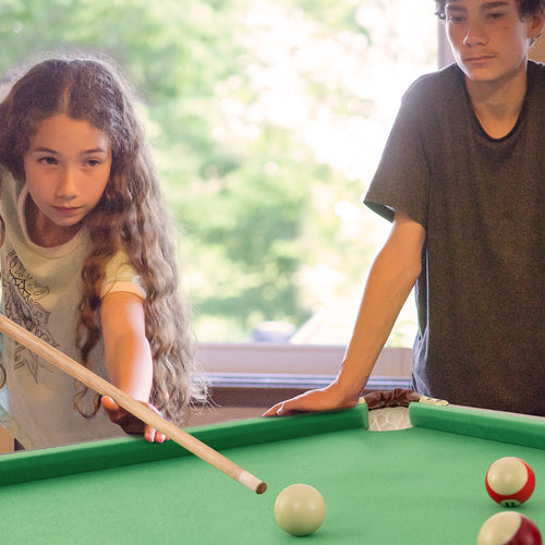 47 Inch Folding Billiard Table with Cues and Brush Chalk for Kids & Family