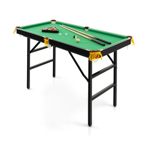 47 Inch Folding Billiard Table with Cues and Brush Chalk for Kids & Family