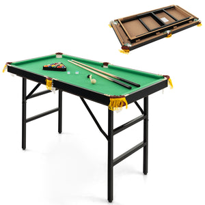 47 Inch Folding Billiard Table with Cues and Brush Chalk for Kids & Family