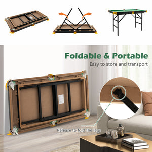 47 Inch Folding Billiard Table with Cues and Brush Chalk for Kids & Family