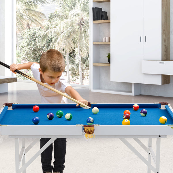 47 Inch Folding Billiard Table with Cues and Brush Chalk for Kids & Family
