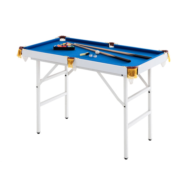 47 Inch Folding Billiard Table with Cues and Brush Chalk for Kids & Family