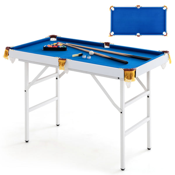 47 Inch Folding Billiard Table with Cues and Brush Chalk for Kids & Family