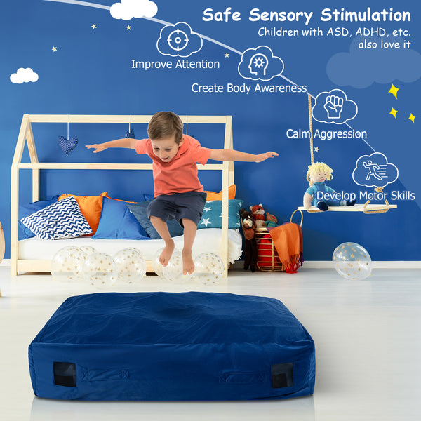 47 x 35.5 Inch Crash Pad Sensory Mat with Foam Blocks and Washable Cover
