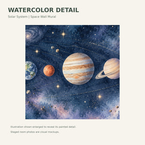 Watercolor Solar System Wall Mural, image 4