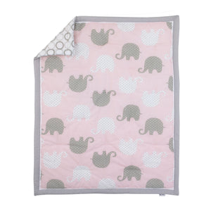 NoJo The Dreamer Pink and Grey Elephant 8 Piece Nursery Crib Bedding Set