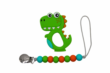 Dinosaur Teether Set for babies, featuring colorful, safe, and chewable dinosaur shapes for soothing gums.