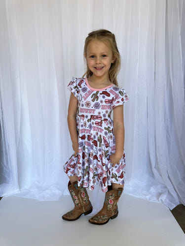 Howdy Darling Toddler Twirl Dress in vibrant colors, perfect for playful days and special occasions.