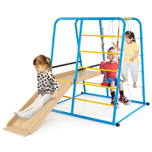 6-in-1 Indoor Jungle Gym with Slide for Boys and Girls 3+ Years Old