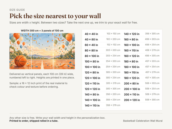 Watercolor Basketball Celebration Wall Mural, image 5