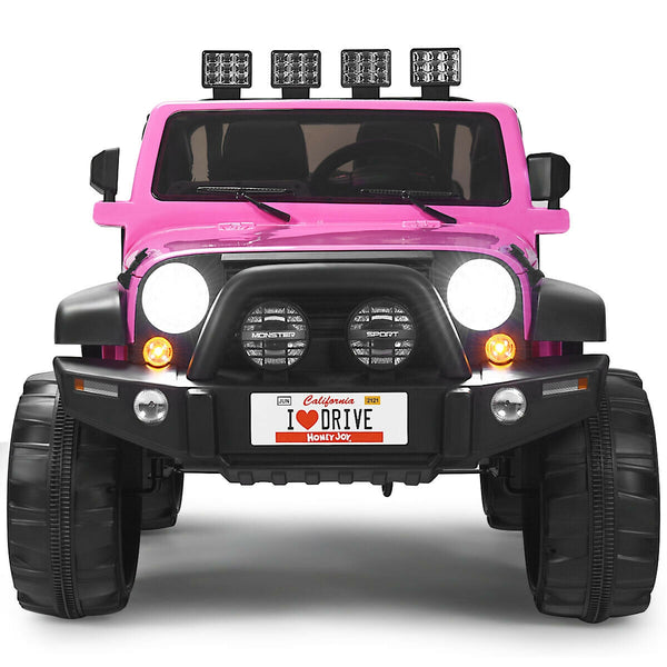 12V 2-seater ride-on car truck with remote control and storage, perfect for outdoor fun and adventures.