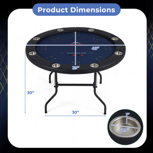 48 Inch Foldable Poker Table with 8 Cup Holders and Padded Edges