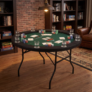 48 Inch Foldable Poker Table with 8 Cup Holders and Padded Edges