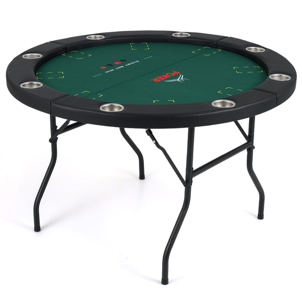 48 Inch Foldable Poker Table with 8 Cup Holders and Padded Edges