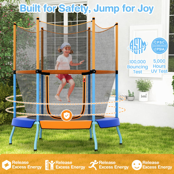 48 Inch Toddler Trampoline with Safety Enclosure Net - Safety Net