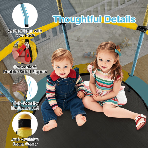 48 Inch Toddler Trampoline with Safety Enclosure Net - Safety Net