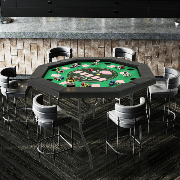 48 Inches Foldable Poker Table with Padded Rails and Cup Holders