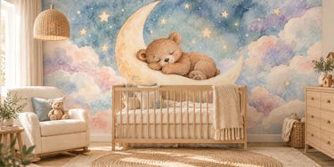 Watercolor Moon Bear Wall Mural, image 1