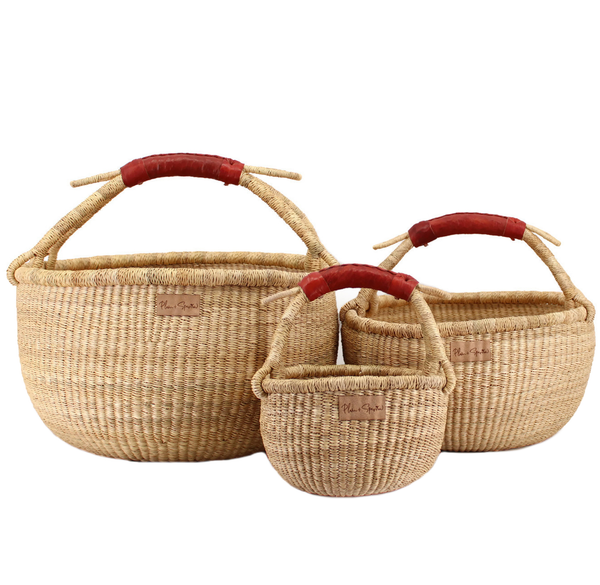 Cognac Handle<br>Small Market Basket