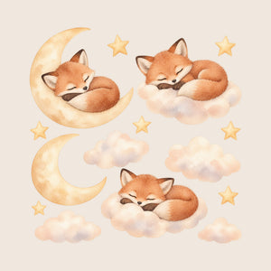 Sleeping Fox Moon and Clouds Wall Decals, Set of 15, image 1