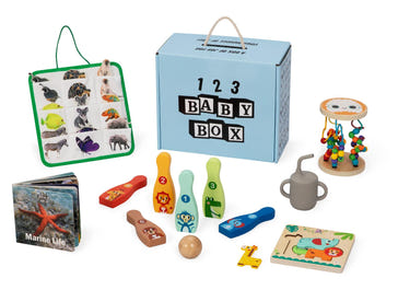 Montessori Educational Box for toddlers (19-21 months) featuring engaging activities, perfect for learning and play.