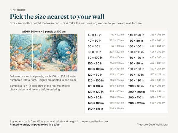 Watercolor Treasure Cove Ocean Wall Mural, image 5