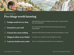 Watercolor Tunnel Waterfall Train Wall Mural, image 10